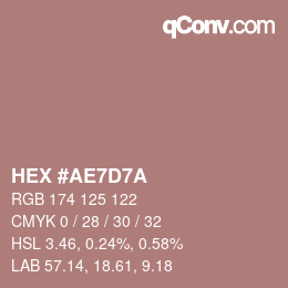 Farbcode: HEX #AE7D7A | qconv.com