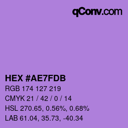 カラーコード: HEX #AE7FDB | qconv.com