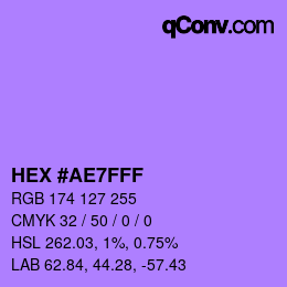 Color code: HEX #AE7FFF | qconv.com