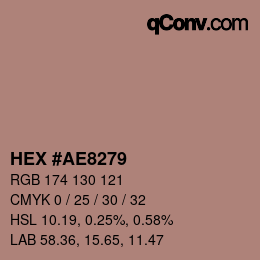 カラーコード: HEX #AE8279 | qconv.com