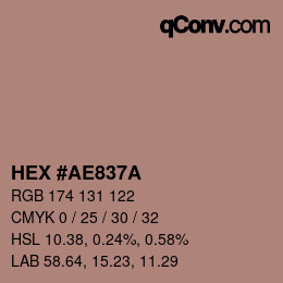 Farbcode: HEX #AE837A | qconv.com