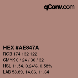 颜色代码: HEX #AE847A | qconv.com