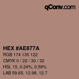颜色代码: HEX #AE877A | qconv.com