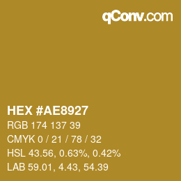Color code: HEX #AE8927 | qconv.com