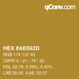 Color code: HEX #AE892D | qconv.com