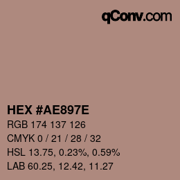 Color code: HEX #AE897E | qconv.com