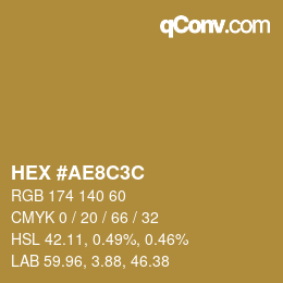 Color code: HEX #AE8C3C | qconv.com