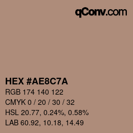 颜色代码: HEX #AE8C7A | qconv.com