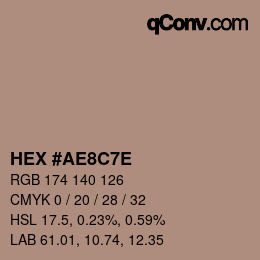 Farbcode: HEX #AE8C7E | qconv.com