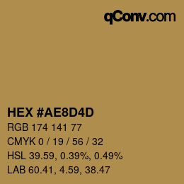 カラーコード: HEX #AE8D4D | qconv.com