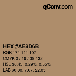 颜色代码: HEX #AE8D6B | qconv.com