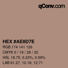カラーコード: HEX #AE8D7E | qconv.com