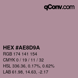 Color code: HEX #AE8D9A | qconv.com