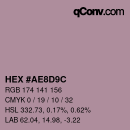 Color code: HEX #AE8D9C | qconv.com