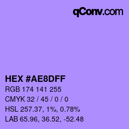 Color code: HEX #AE8DFF | qconv.com