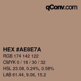 颜色代码: HEX #AE8E7A | qconv.com