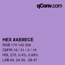 Color code: HEX #AE8ECE | qconv.com