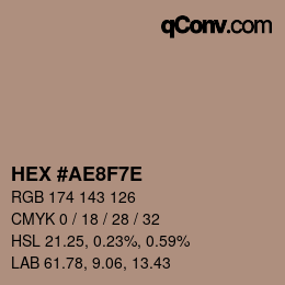 Color code: HEX #AE8F7E | qconv.com