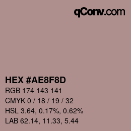 Color code: HEX #AE8F8D | qconv.com