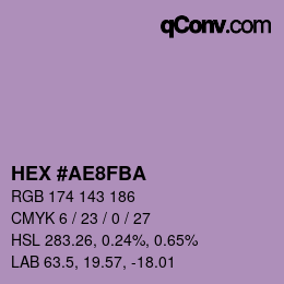 Color code: HEX #AE8FBA | qconv.com
