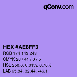 Color code: HEX #AE8FF3 | qconv.com