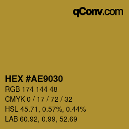 Color code: HEX #AE9030 | qconv.com