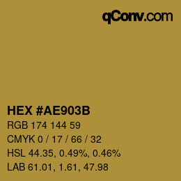 Color code: HEX #AE903B | qconv.com