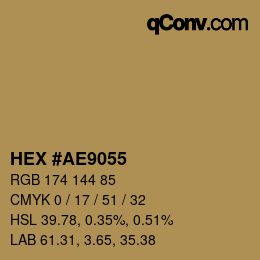 颜色代码: HEX #AE9055 | qconv.com