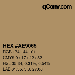 Color code: HEX #AE9065 | qconv.com