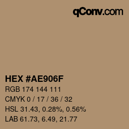 Color code: HEX #AE906F | qconv.com