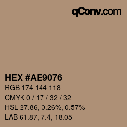 Color code: HEX #AE9076 | qconv.com