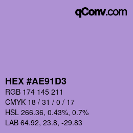Color code: HEX #AE91D3 | qconv.com