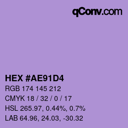 Color code: HEX #AE91D4 | qconv.com