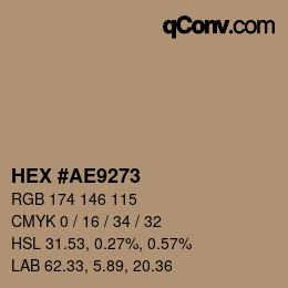 Color code: HEX #AE9273 | qconv.com