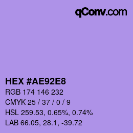 カラーコード: HEX #AE92E8 | qconv.com