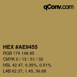 Color code: HEX #AE9455 | qconv.com