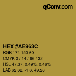 Color code: HEX #AE963C | qconv.com