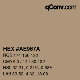 Farbcode: HEX #AE967A | qconv.com