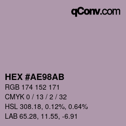 Color code: HEX #AE98AB | qconv.com