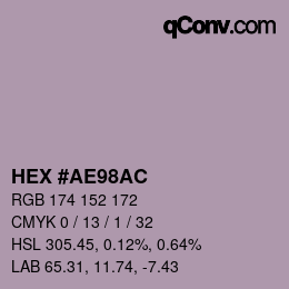 Color code: HEX #AE98AC | qconv.com