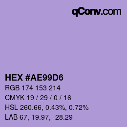 Color code: HEX #AE99D6 | qconv.com