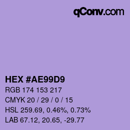 Color code: HEX #AE99D9 | qconv.com