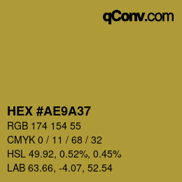 Color code: HEX #AE9A37 | qconv.com