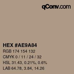 Farbcode: HEX #AE9A84 | qconv.com