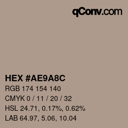 カラーコード: HEX #AE9A8C | qconv.com