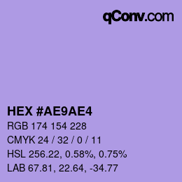 Color code: HEX #AE9AE4 | qconv.com