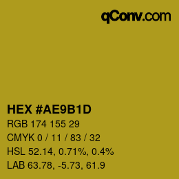 Color code: HEX #AE9B1D | qconv.com