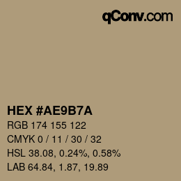 Farbcode: HEX #AE9B7A | qconv.com