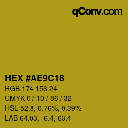 Color code: HEX #AE9C18 | qconv.com
