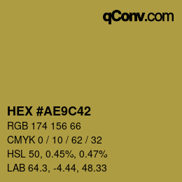 Código de color: HEX #AE9C42 | qconv.com